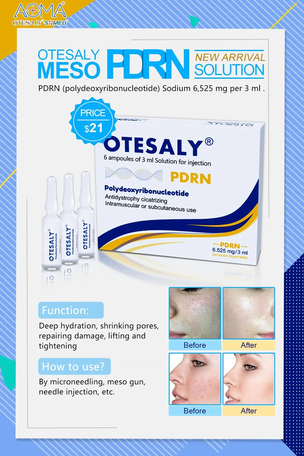 High Quality 5ml Whitening Beauty Plastic Therapy Otesaly Injection Whitening and Brightening Injection with Vitamin C