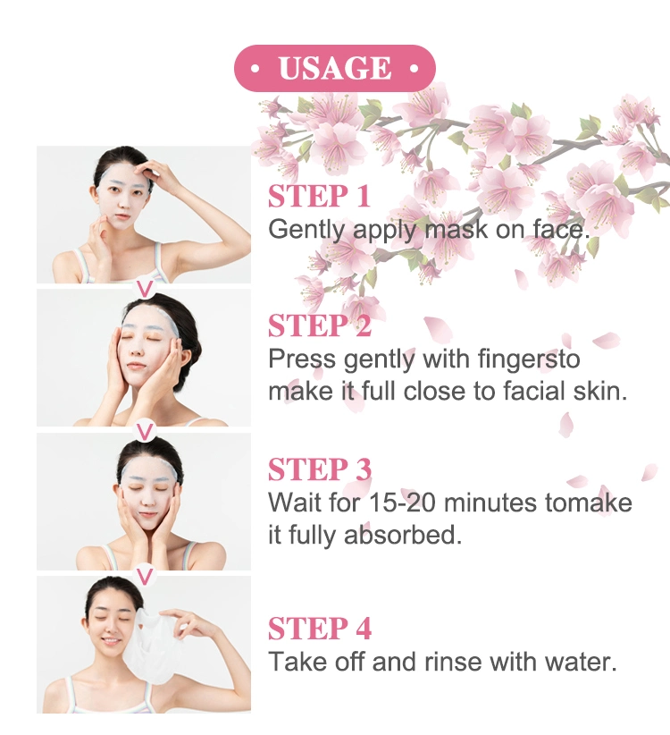 Wholesale Face Care Peach Blossom Brightening Hydrating Beauty Facial Mask for Lady