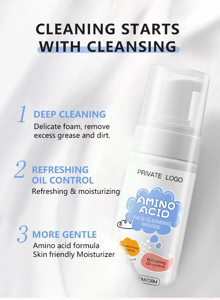 Customized Logo Deep Cleansing Pore Acne Removal Face Cleanser Nourishing Oil Control Amino Acid Mild Facial Cleanser
