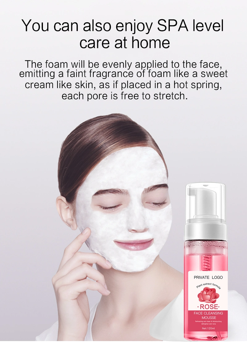 Face Wash Natural Organic Skin Care Rose Mousse Cleansing Foam Facial Cleanser Private Label