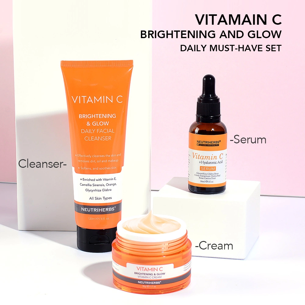 OEM Wholesale Cosmetics Face Skincare Brightening Moisturizing Whitening Vitamin C Face Skincare Set