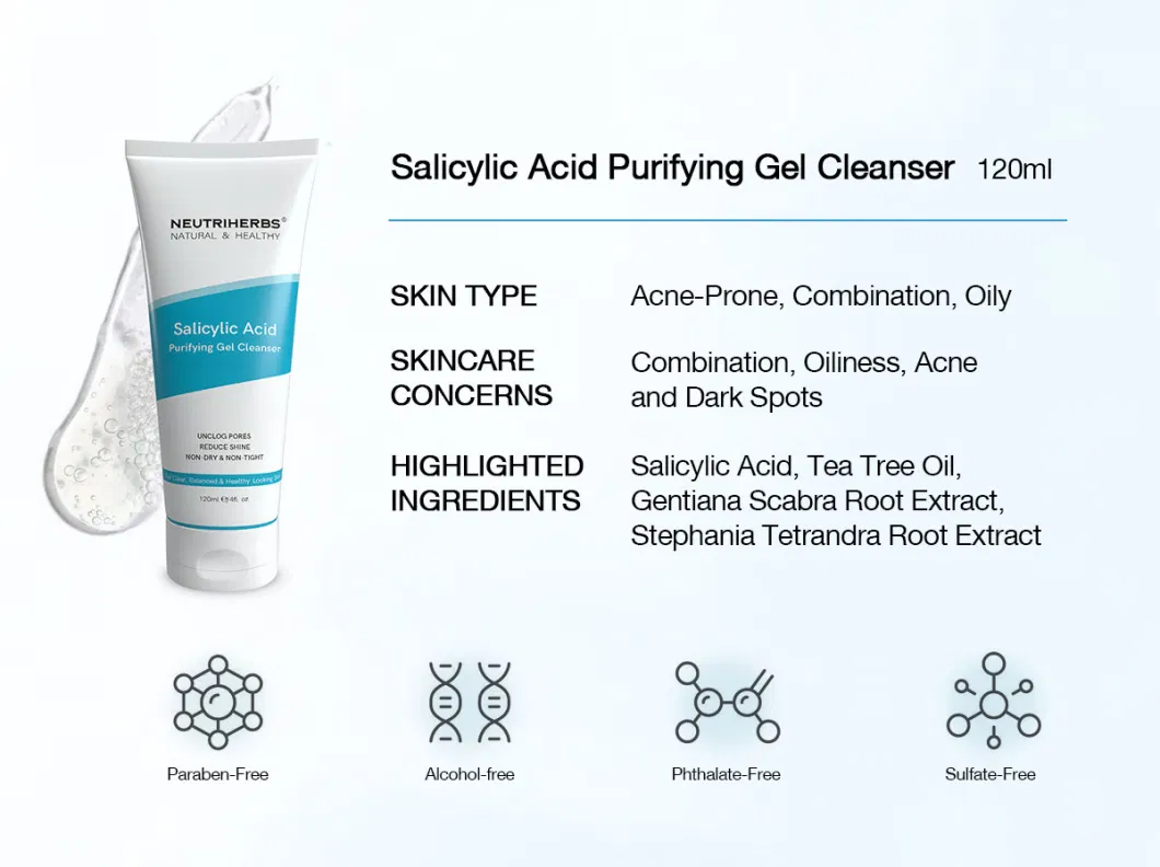 High Quality Organic Beauty Private Label Salicylic Acne Facial Cleanser