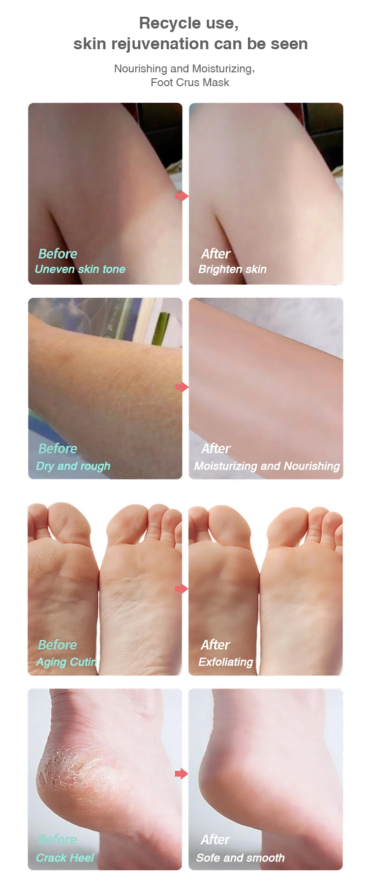 OEM Private Label Exfoliating Long Foot Mask Peeling Smooth Skin Lavender Care Feet Peel off Foot Masks 70cm