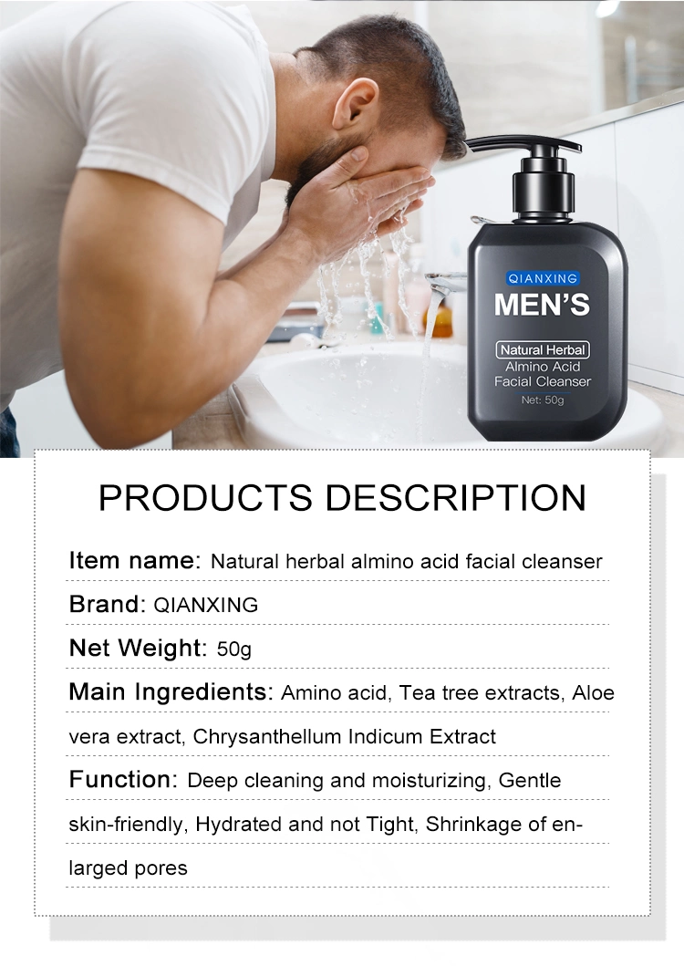 Organic Oil Control Cleaning Vegan Foam Man Skin Cleanser