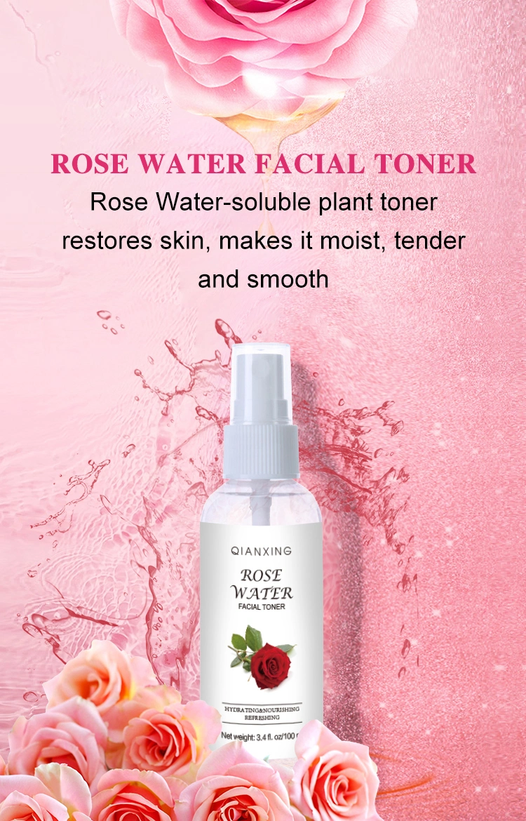 Private Label Natural Rose Water Facial Mist Hydrating Brightening Face Toner