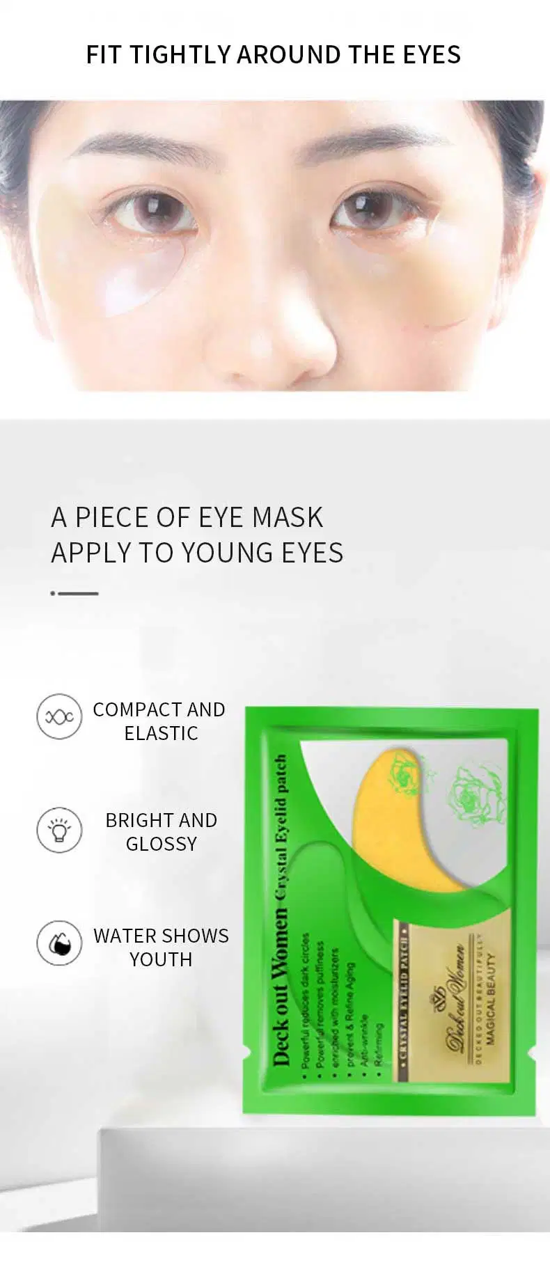 Factory Sell Organic Moisturizing Hydrogel Collagen 24K Gold Eye Mask