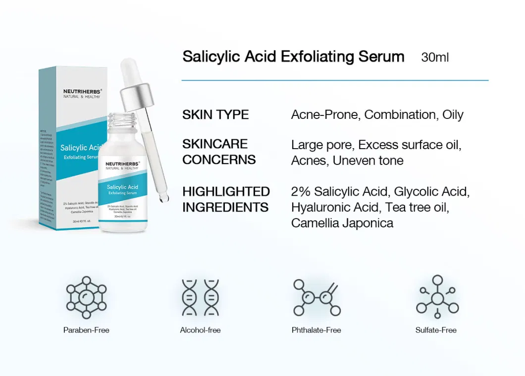 Hyperpigmentation Skin Care Hydrating Salicylic Acid Organic Face Serum with Boxes