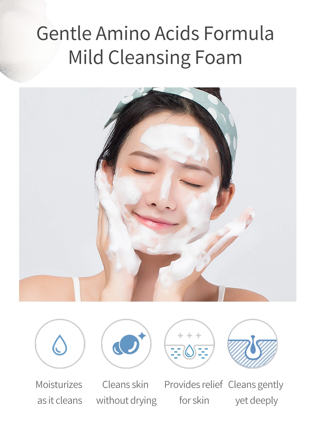Hanajirushi Amino Acid Foam Cleanser Hyaluronic Acid Face Wash for Dry Skin Oil Skin Combination Skin Moisture Oil Control 150ml
