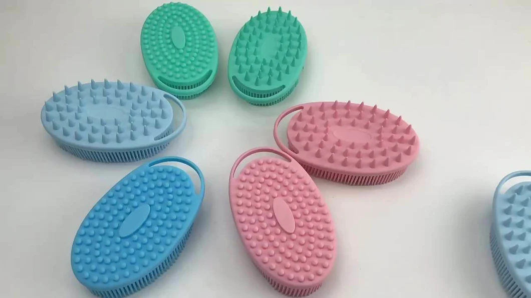 Popular Ultra Soft Silicone Double Face Cleansing Sided Scalp Massager Shampoo Brush Baby Silicone Bath Brush