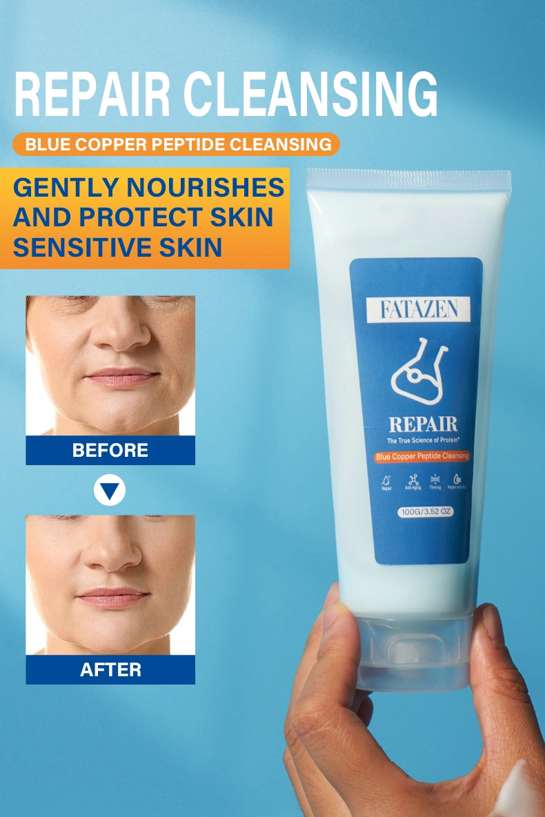 Moisturizing Blue Copper Peptide Face Cleanser Cream Deep Cleansing Smoothing Foaming Repairing Facial Cleanser
