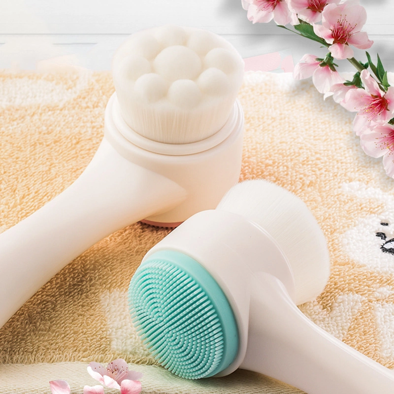Amazon 2 in 1 Beauty Silicone Facial Cleansing Brush Portable Face Washing Brush with Long Handle