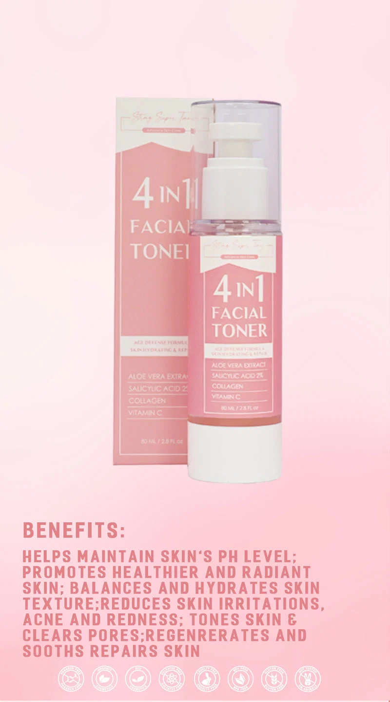Beauty Cosmetics Skin Care Salicylic Acid Vitamin C Collagen 4in1 Face Toner