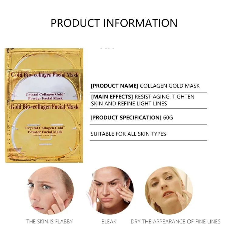 Skin Care Face Whitening Anti-Wrinkle Moisturizing Beauty SPA 24K Gold Hydro Collagen Facial Sheet Mask