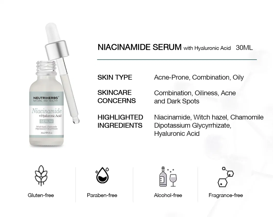 Private Label Whitening Skin Minimizing Large Open Clogged Pore Niacinamide Serum