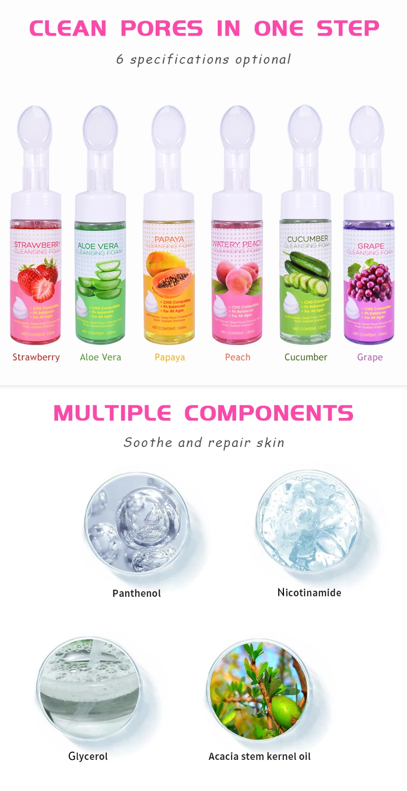 Custom Logo Deep Cleansing Moisturizing Cucumber Facial Wash Cleanser Massage Foam for Face Private Label