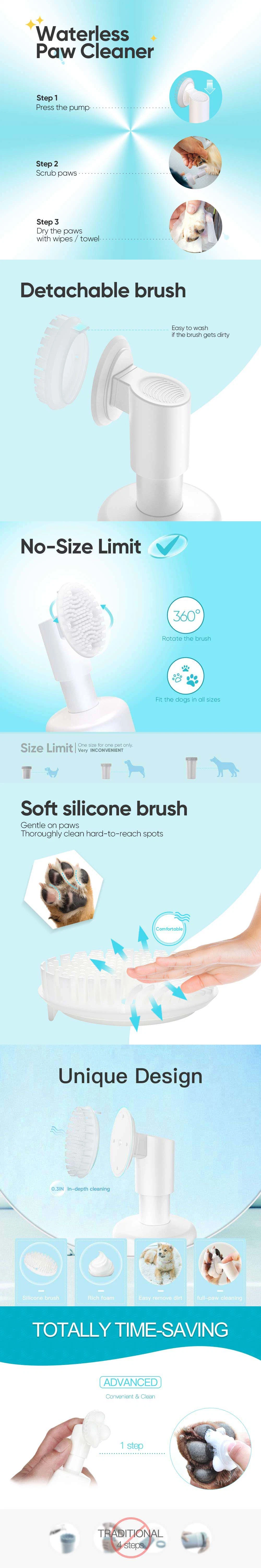 Health Silicone Massage Head Dog Paw Cleaning Foam Sos Foot Cleansing Foam 150ml