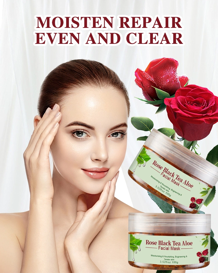 OEM/ODM Rose Black Tea Aloe Cleanser Hydrating Mud Facial Mask Tender Skin
