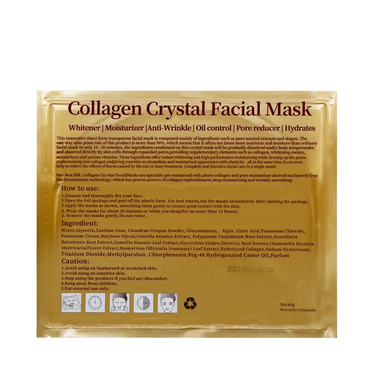 Skin Care Face Whitening Anti-Wrinkle Moisturizing Beauty SPA 24K Gold Hydro Collagen Facial Sheet Mask