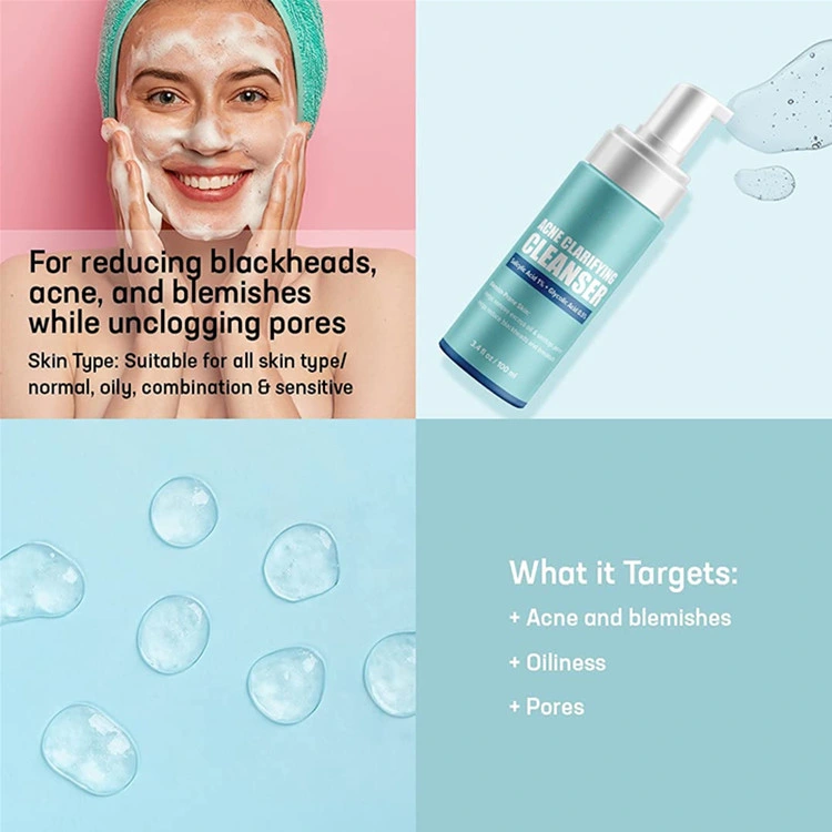 OEM Advanced Oily Skin Salicylic Acid Face Wash Acne Clarifying Cleanser