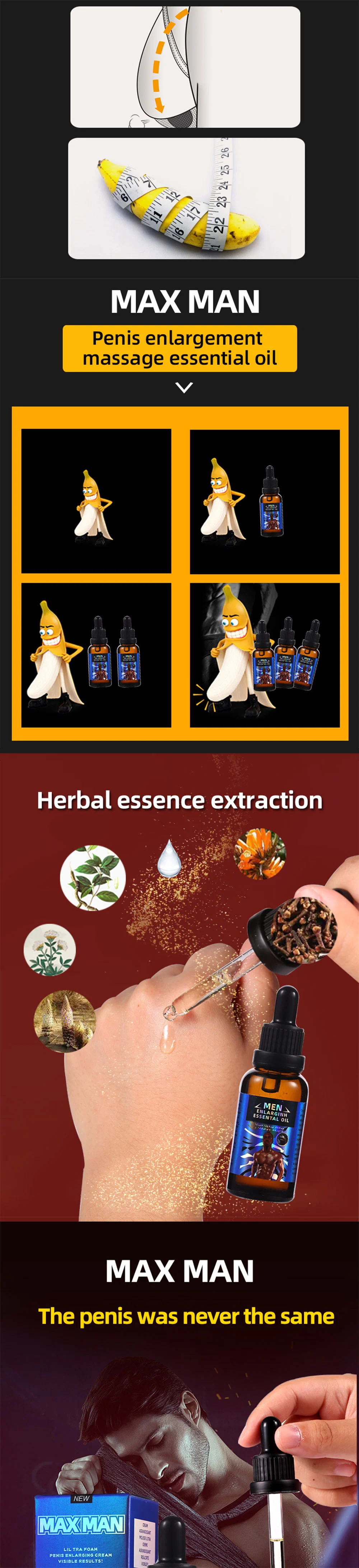 OEM Herbal Men&prime;s Big Long Size Essential Penis Enlargement Lubricant Sex Oil Enlargement Cream