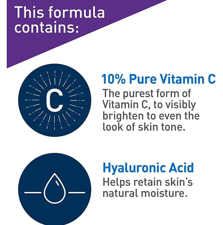 Online Wholesale in Stock Cerav 10% Pure Vitamin C Serum Brightening Whitening Skin with Ceramide Repair Barrier Skin Renewing Anti-Aging Facial Serum