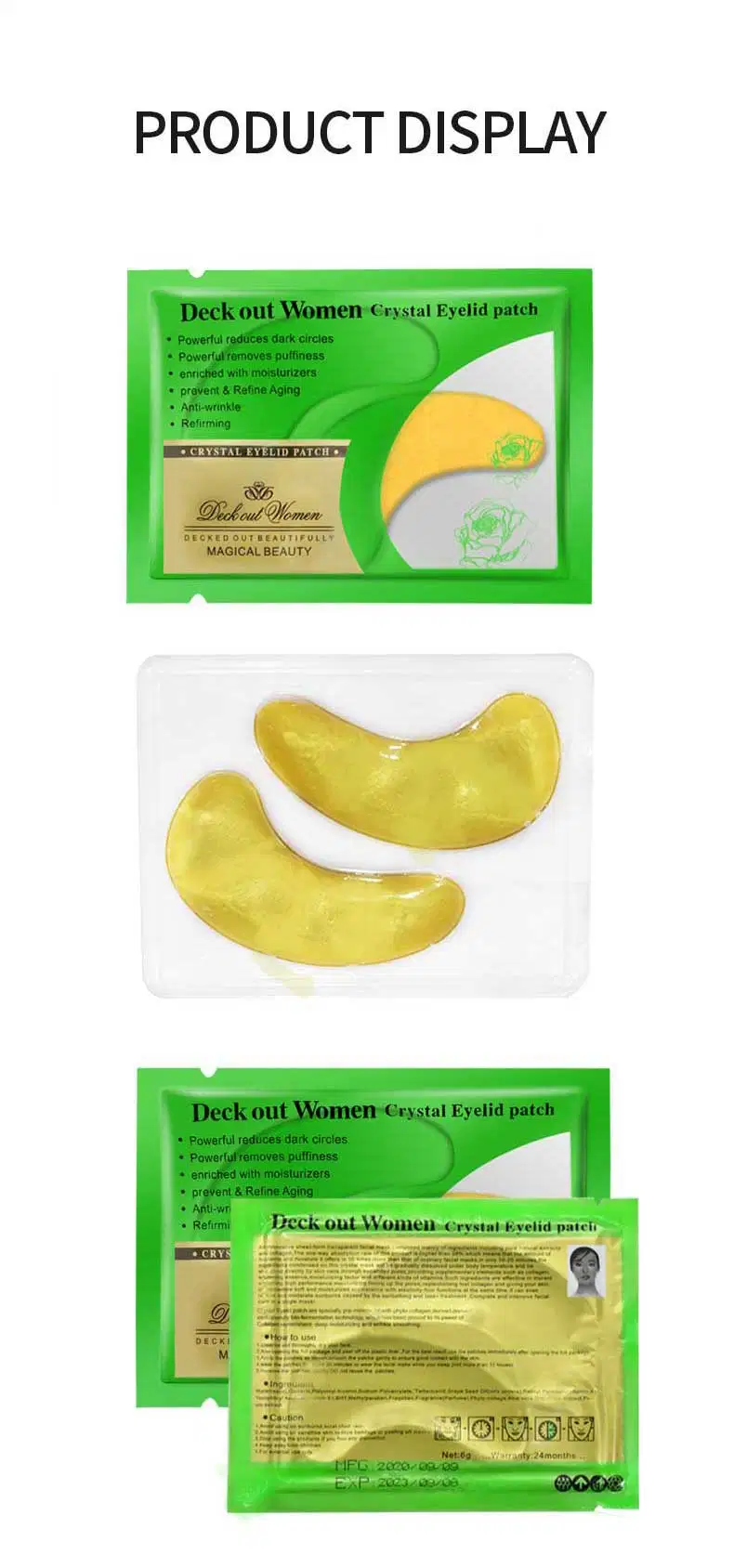 Factory Sell Organic Moisturizing Hydrogel Collagen 24K Gold Eye Mask