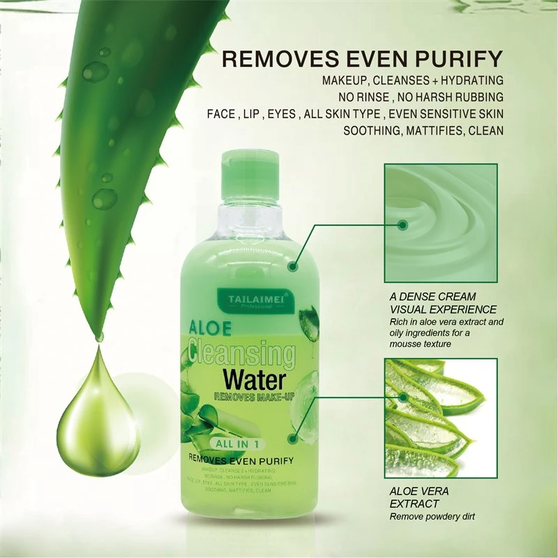 Tailaimei Custom Manufacturer 2 in 1 Aloe Makeup Removing Water Cleansing Oil Make up Remover Hydrating Makeup Remover for Face