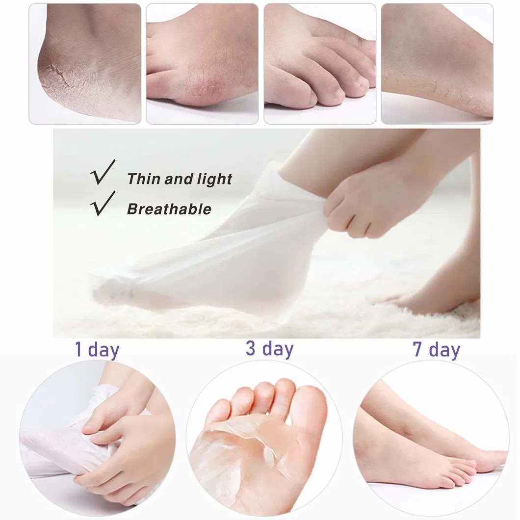 Private Label Footmask Socks Exfoliating Long Treatment Peel off Whitening Foot Mask