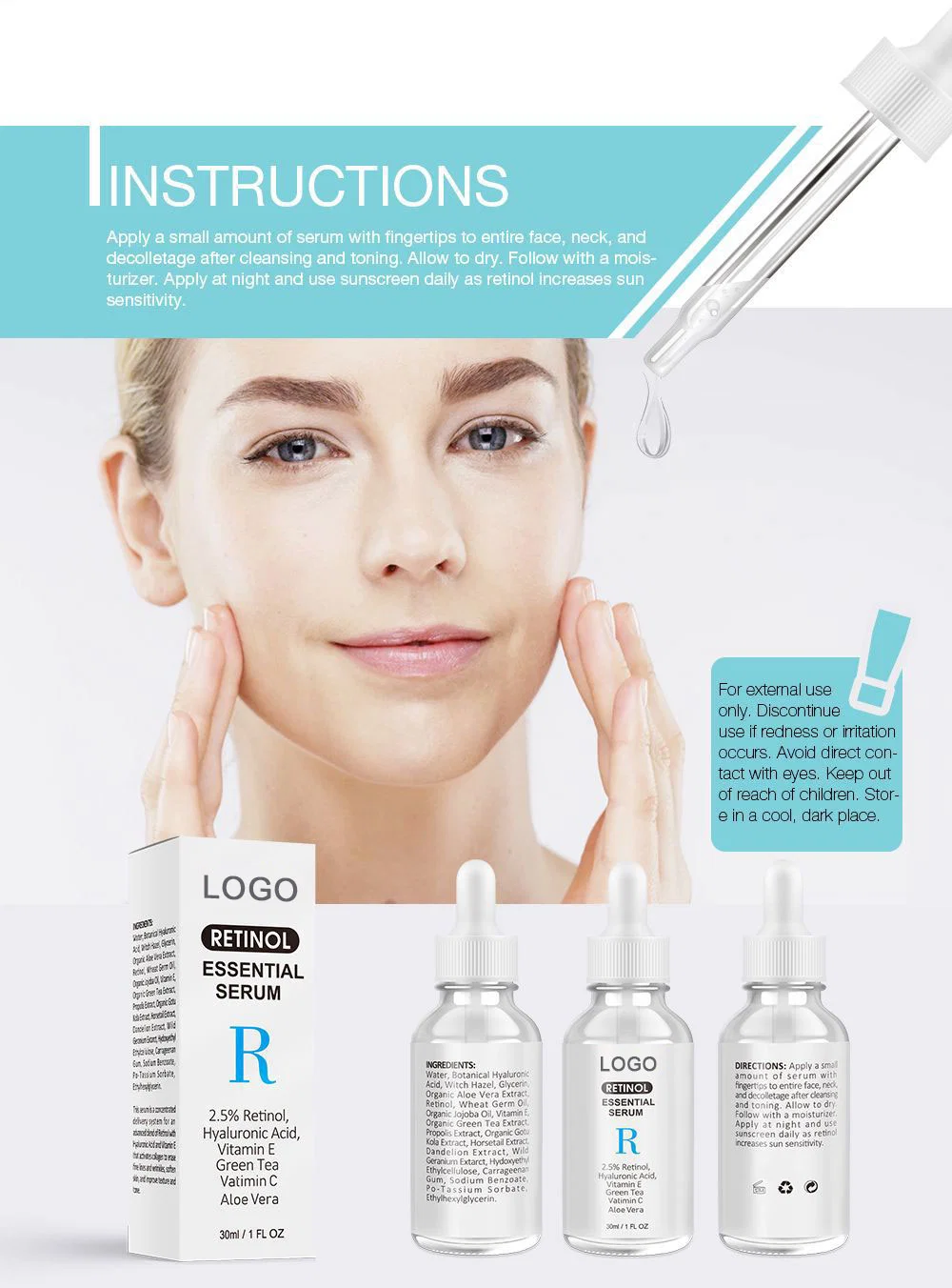Beauty Cosmetics Skin Care Anti-Aging Moisturizer Whitening Vatimin C Retinol Essential Serum