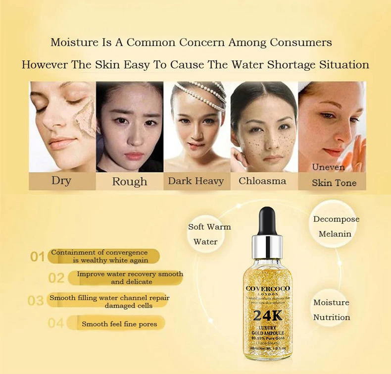 Best Quality Anti-Aging Lightening Whitening 24K Gold Serum