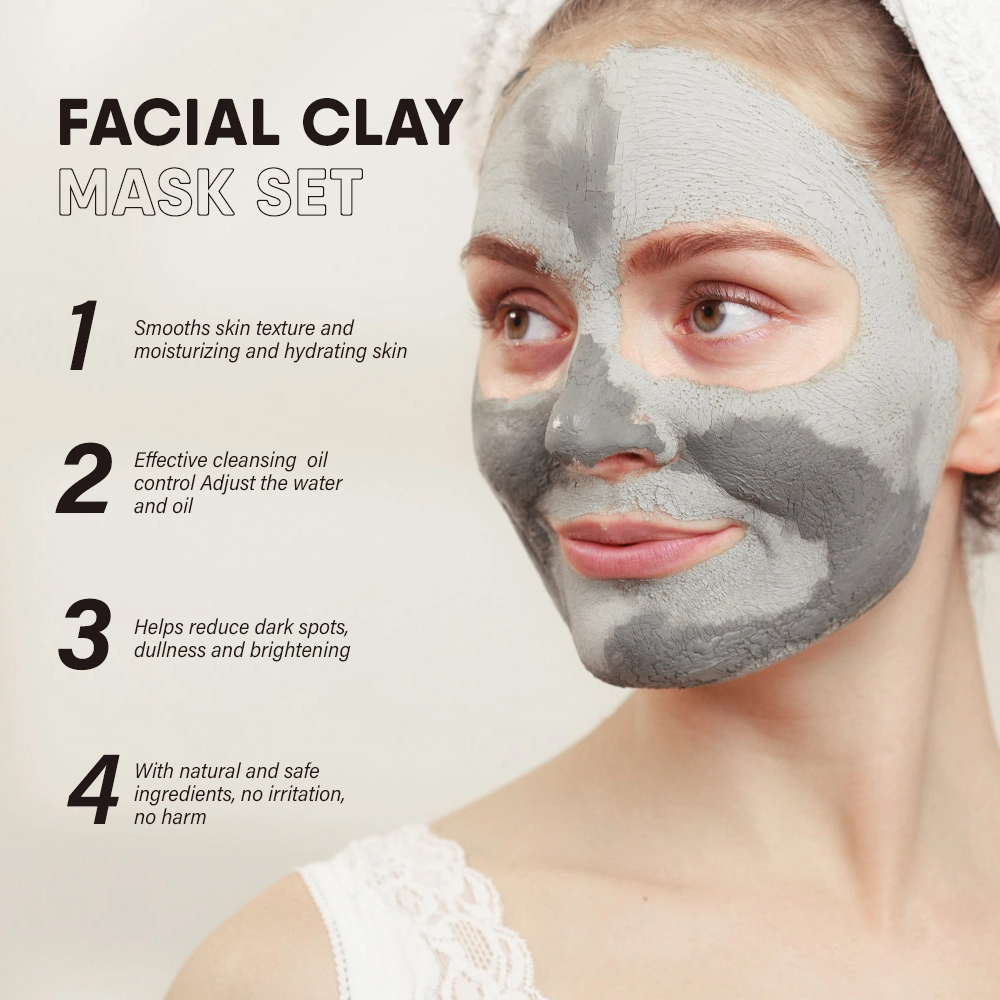 Private Label Vegan Exfoliating Skincare Purifying Face Clay Mask Deep Cleansing Facial Mud Mask Whitening Clay Mask Kit