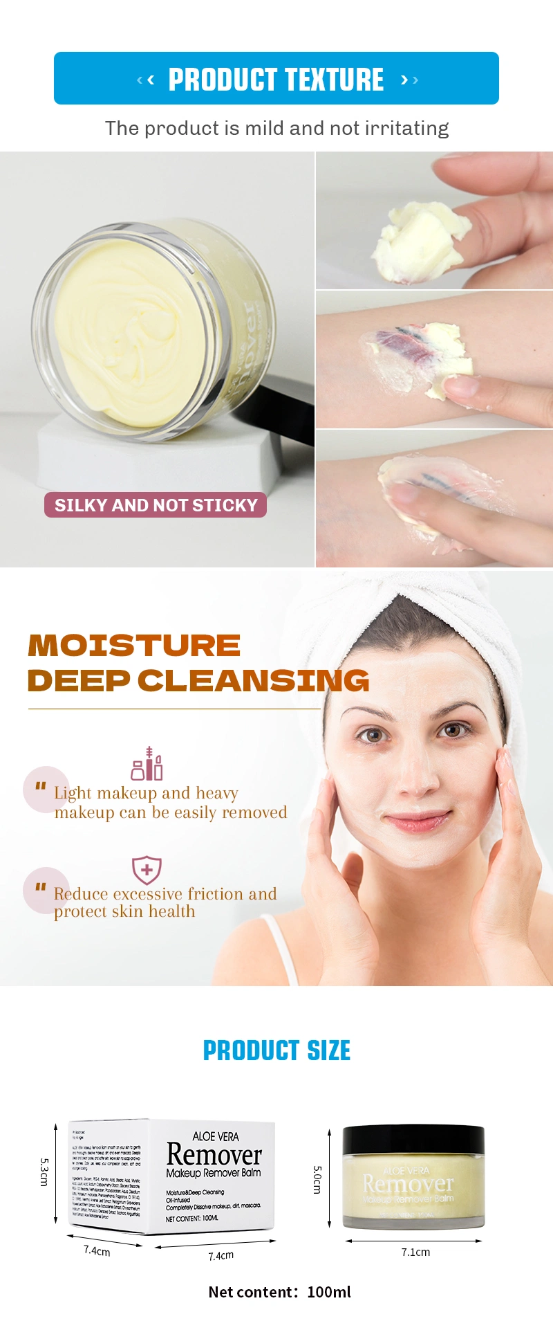 Skin Care Organic Vegan Face Lip Eye Makeup Deep Cleansing Cream Makeup Remover Balm