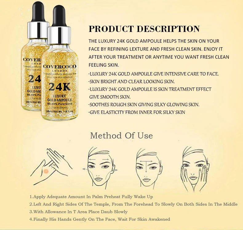 Best Quality Anti-Aging Lightening Whitening 24K Gold Serum