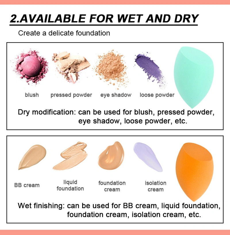 Wholesale Waterdrop Non Latex Muti-Colored Foundation Blending Powder Puff Cosmetic Puff Makeup Sponge