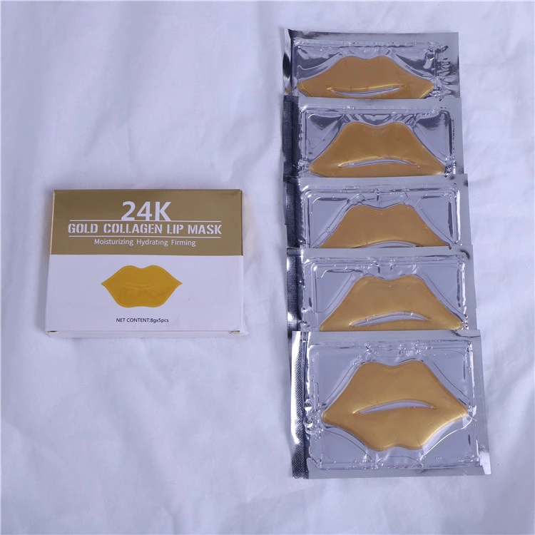 Private Label Hydrogel Lip Plumping Mask 24K Collagen Crystal Gold Lip Mask