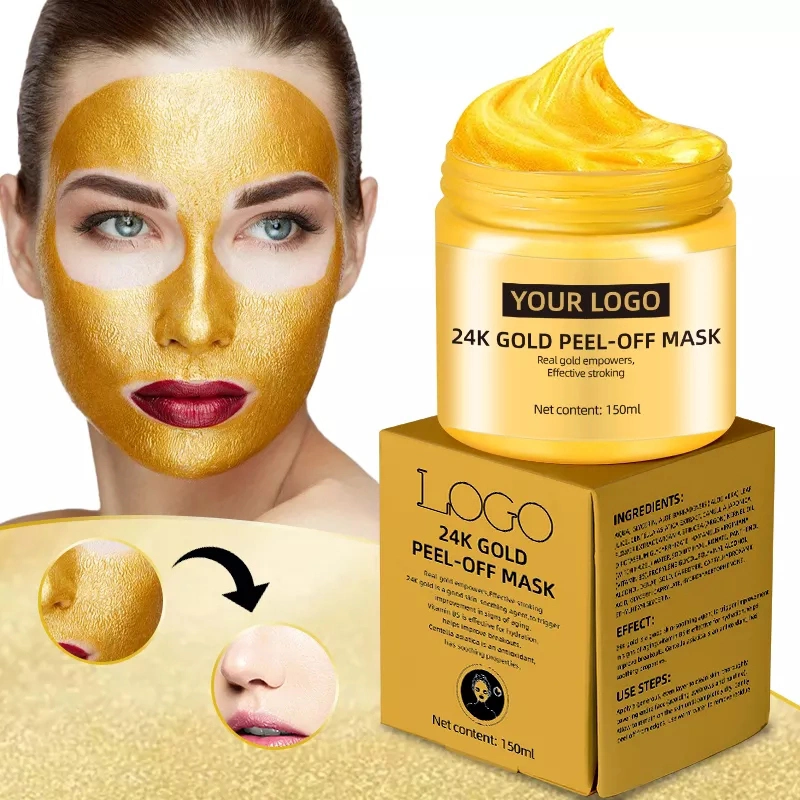 OEM Skin Care Beauty Private Label Brightening Anti Aging Anti Wrinkl Pure 24K Gold Collagen Facial Mask Cream