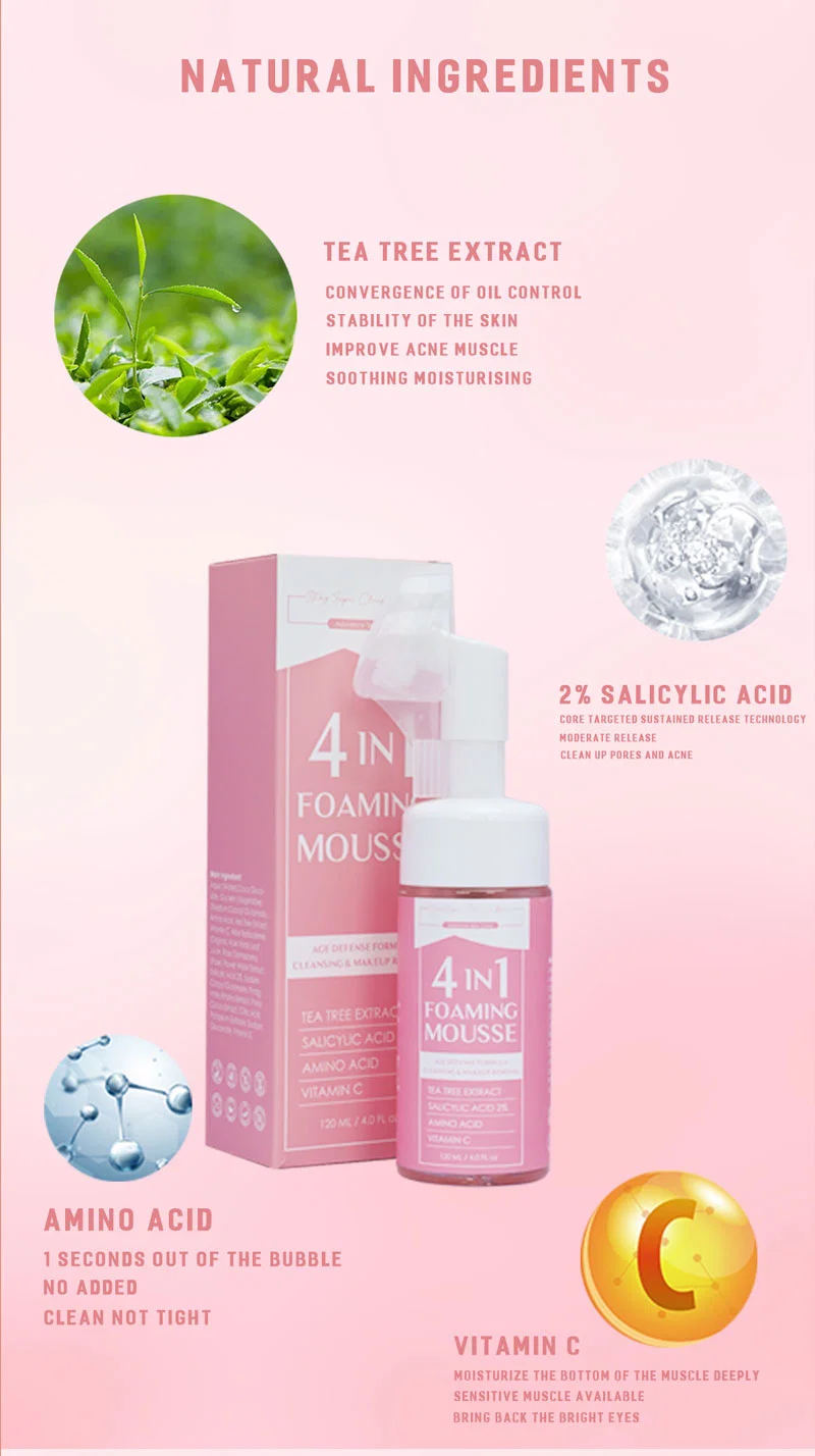 Beauty Cosmetics Skin Care Vitamin C Mousse 4 in 1 Foam Cleanser