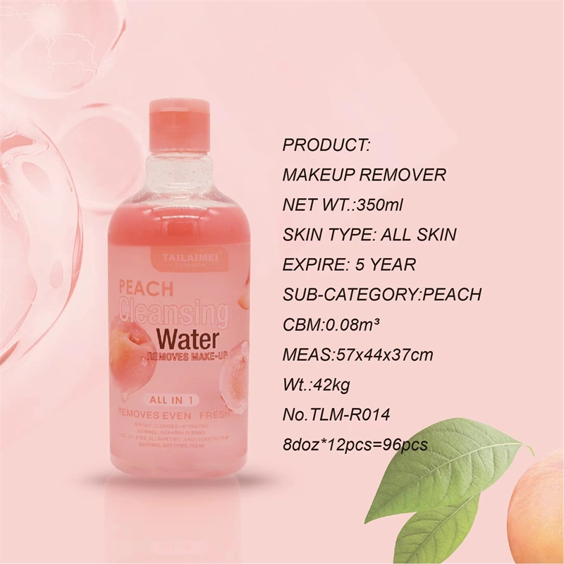 Tlm Custom Label All in 1 Peach Cleansing Water Removers Makeup Removing Oil Water Cleanser Cosmetics Moisture Make up Remover