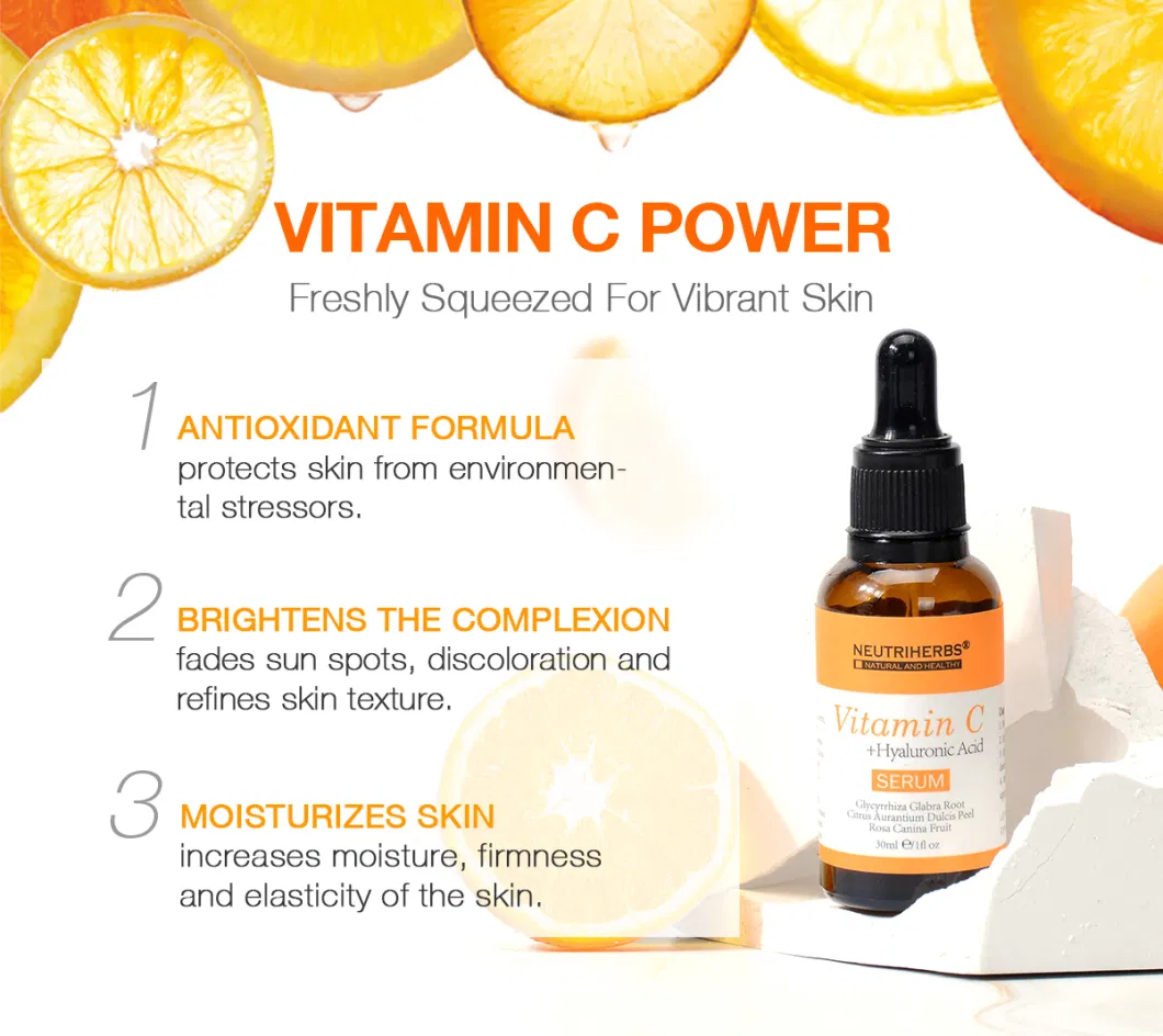 Private Label Anti-Oxidant Whitening Natural Anti Aging Vitamin C Serum