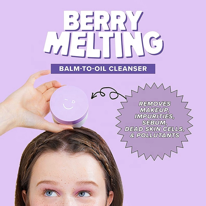 Berry Melting Combination Skin Type Organic Cleansing Balm with Jojoba Oil Vegan Skincare Makeup Remover Cleansing Balm