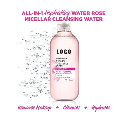 Personalizar Natural Micellar Limpieza agua hidratada sin secado excesivo maquillaje de rosas Extractor para cara