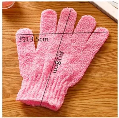 2023 caliente Doble cara cinco dedos Guantes Ducha cepillos SPA Masaje Remover piel muerta exfoliante corporal Guantes de baño exfoliante