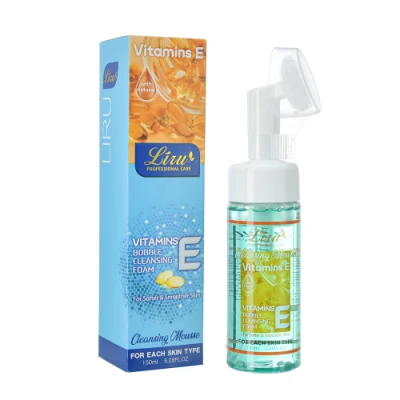 Cuidado profesional Miel y Vitamina E Maquillaje Removedor espuma facial Limpiador con cepillo