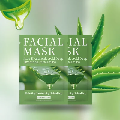  Comercio al por mayor de cosmética Cuidado de la cara de ácido hialurónico Aloe Mascarilla facial de hidratación profunda