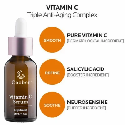 Serum de vitamina C para el rostro y cuerpo suero Anti Envejecimiento con ácido hialurónico y Vitamina E