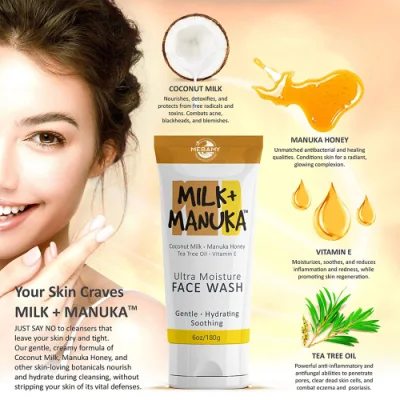 La leche de coco y miel Face Cleanser para mujeres y hombres