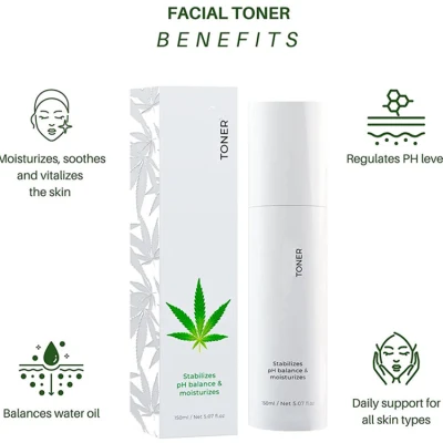  Facial coreano tóner con aceite de semilla de cáñamo para hidratar y humectar