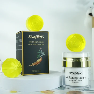 Venta caliente juego de cuidado de la piel limpieza profunda de Jabón de Miel y Ginseng Herbal aligerar cremas faciales