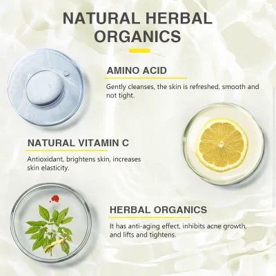 OEM Custom Private Label Facial Cleanser suave de limpieza profunda de la vitamina C natural orgánico Lavado de Cara de aminoácidos