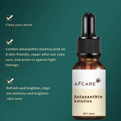  Solución de la astaxantina Skin Care mejora la sensibilidad a la luz y brillo logotipo privado mejor piel rostro natural ácido suero